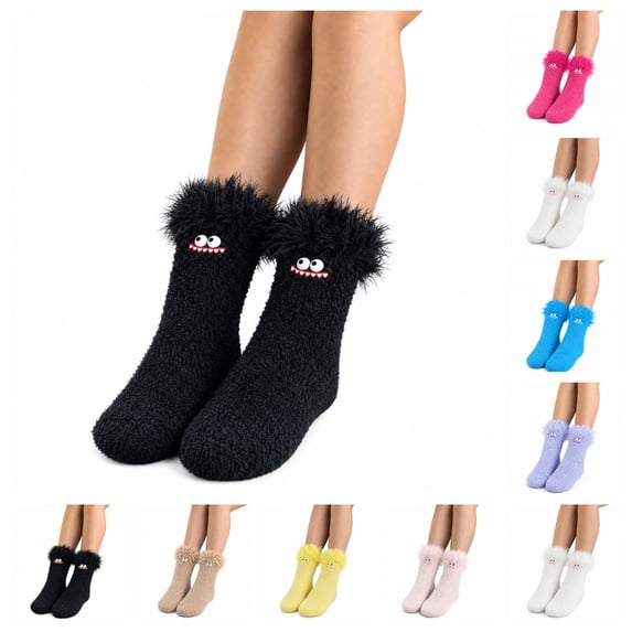 SAWOBUUN Funny Socks for Women Girls Coral Fuzzy Novelty Cute Cozy Soft Crazy Socks