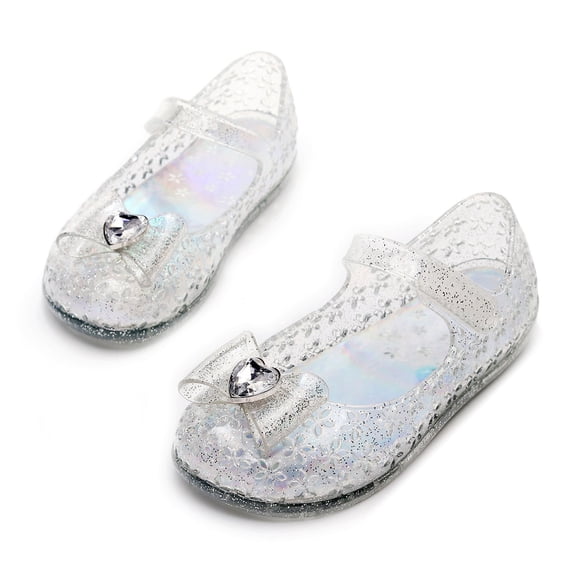 SAWOBUUN Girls Glitter Jelly Shoes Sparkle Princess Soft Sole Closed Toe Summer Beach Party Flat Sandals
