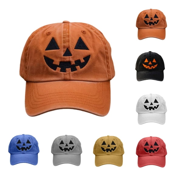 SAWOBUUN Halloween Embroidered Baseball Cap for Women Men Unisex Outdoor Pumpkin Hat