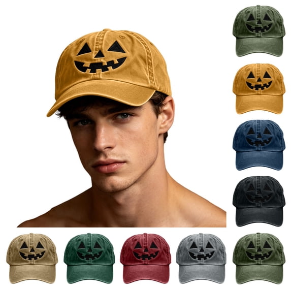 SAWOBUUN Halloween Embroidered Baseball Cap for Women Men Unisex Outdoor Pumpkin Hat