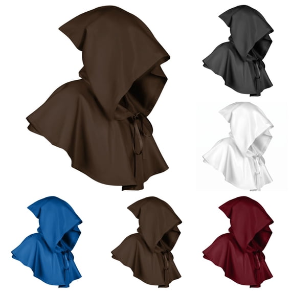 SAWOBUUN Halloween Grim Cowl Cloak Medieval Hooded Poncho for Men Women