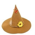 thumbnail image 1 of SAWOBUUN Halloween Scarecrow Hats Sunflower & Plaid Patch Felt Witch Hat for Adult Women Party Accessory, 1 of 5