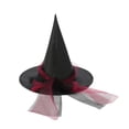 thumbnail image 1 of SAWOBUUN Halloween Witch Hat Tulle Bow Wide Brim Pointed Halloween Accessory for Women Girls Magic Wizard Cap for Party, 1 of 3