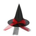 thumbnail image 1 of SAWOBUUN Halloween Witch Hat Tulle Bow Wide Brim Pointed Halloween Accessory for Women Girls Magic Wizard Cap for Party, 1 of 3
