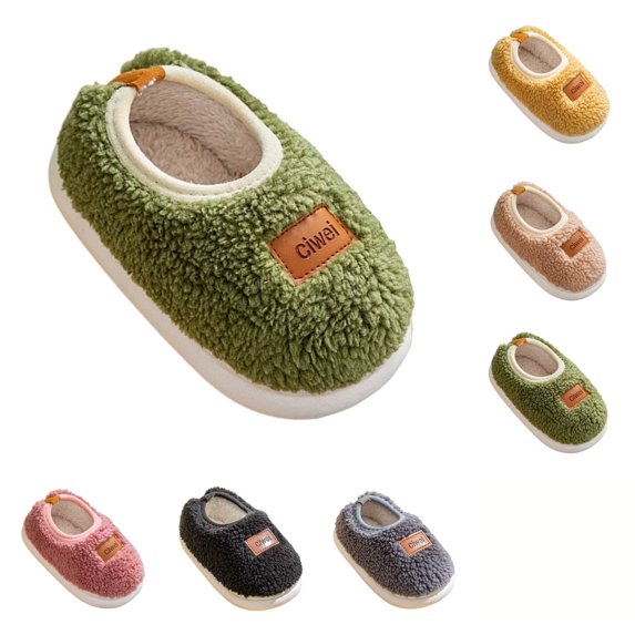 SAWOBUUN Kids House Slippers for Boys Girls Toddler Fuzzy Plush Closed Back Slippers Non Slip Warm Home Shoes Cozy Indoor Outdoor for Children