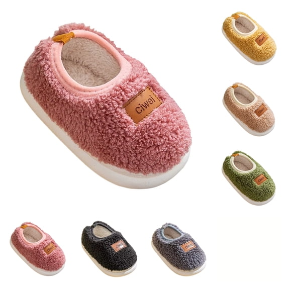 SAWOBUUN Kids House Slippers for Boys Girls Toddler Fuzzy Plush Closed Back Slippers Non Slip Warm Home Shoes Cozy Indoor Outdoor for Children