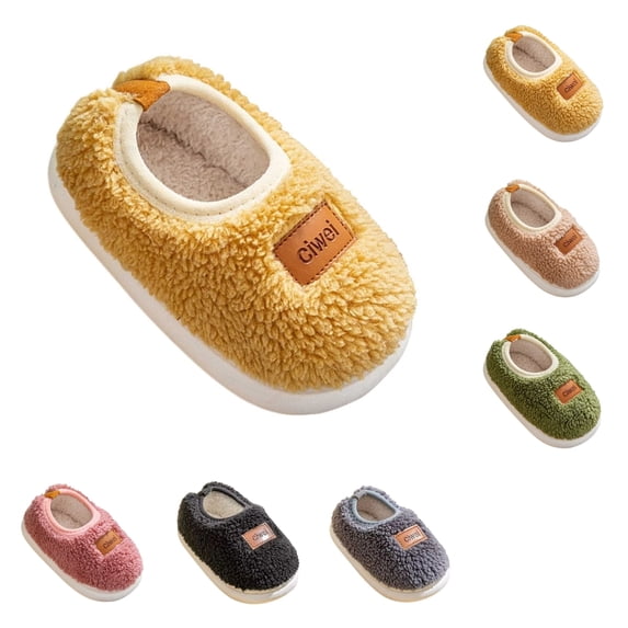 SAWOBUUN Kids House Slippers for Boys Girls Toddler Fuzzy Plush Closed Back Slippers Non Slip Warm Home Shoes Cozy Indoor Outdoor for Children