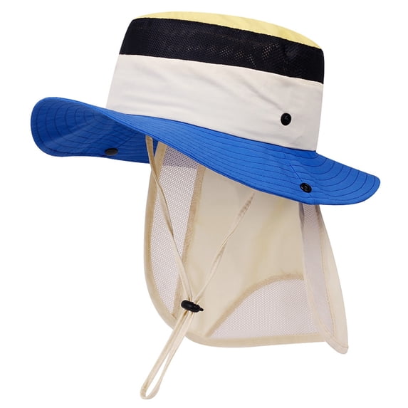 SAWOBUUN Kids Mesh Sun Hat with Neck Flap Wide Brim Fishing Hat Breathable UV Protection Cap for Boy Girl