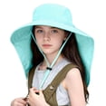 thumbnail image 1 of SAWOBUUN Kids Outdoor Sun Hat Wide Brim Fishing Hat Adjustable Foldable Protection Bucket Hat with Neck Flap, 1 of 5