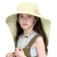 thumbnail image 1 of SAWOBUUN Kids Outdoor Sun Hat Wide Brim Fishing Hat Adjustable Foldable Protection Bucket Hat with Neck Flap, 1 of 5