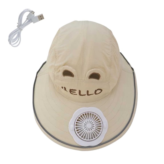 SAWOBUUN Kids Solar Fan Hat Wide Brim Breathable Baseball Cap Cooling Beach Sun Hats for Boy Girl Camping Fishing