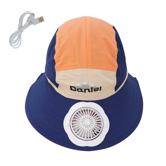 SAWOBUUN Kids Solar Fan Hat Wide Brim Breathable Baseball Cap Cooling Beach Sun Hats for Boy Girl Camping Fishing