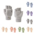 thumbnail image 1 of SAWOBUUN Kids Winter Convertible Flip Top Gloves Boys Girls Knit Half Finger Flip Mittens Warm Thermal Outdoor Cold Weather Gloves, 1 of 6
