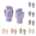 thumbnail image 1 of SAWOBUUN Kids Winter Convertible Flip Top Gloves Boys Girls Knit Half Finger Flip Mittens Warm Thermal Outdoor Cold Weather Gloves, 1 of 6