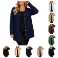 thumbnail image 1 of SAWOBUUN Lightweight Cardigan for Women Soft Button Down Long Sleeve Casual Open Front Tunic Jacket with Pockets, 1 of 9