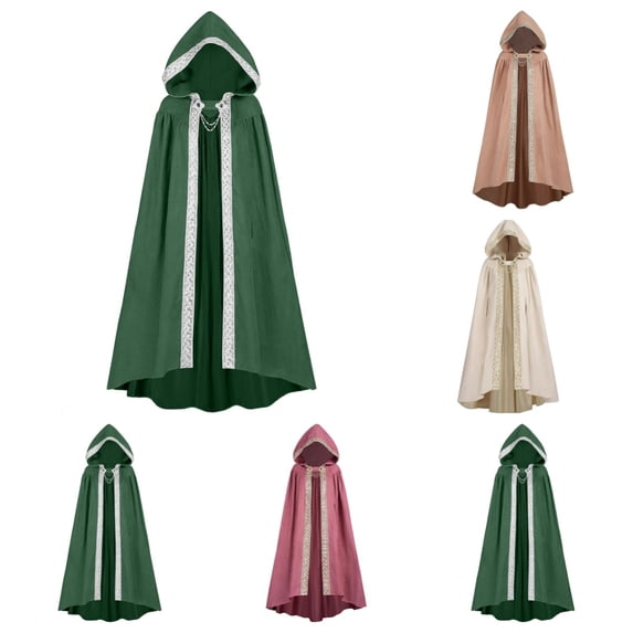 SAWOBUUN Medieval Cloak with Hood Halloween Wizard Renaissance Hooded Cape for Man Women