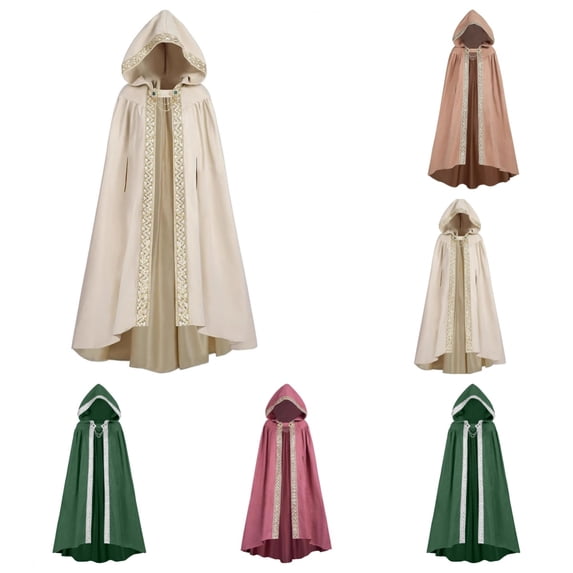 SAWOBUUN Medieval Cloak with Hood Halloween Wizard Renaissance Hooded Cape for Man Women