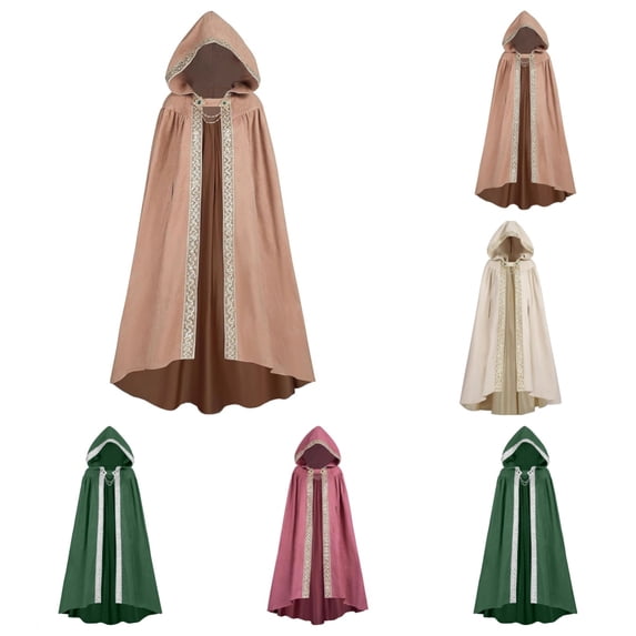 SAWOBUUN Medieval Cloak with Hood Halloween Wizard Renaissance Hooded Cape for Man Women