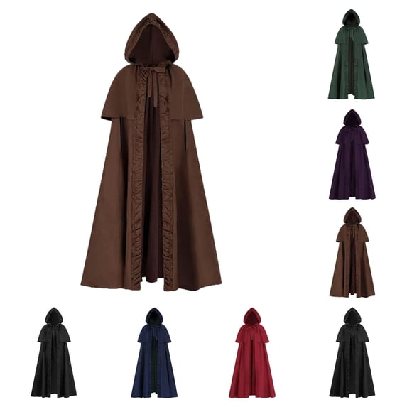 SAWOBUUN Medieval Hooded Cloak Renaissance Cape for Men and Women Halloween