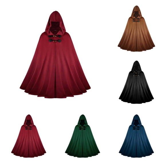 SAWOBUUN Medieval Wizard Hooded Cloak for Men Women Faux Suede Halloween Witch Cape Renaissance Faire Robe