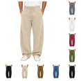 thumbnail image 1 of SAWOBUUN Men's Barrel Wide Leg Sweatpants Drawstring Elastic Waist Loose Straight Leg Casual Athletic Pants with Pockets, 1 of 9