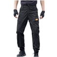 thumbnail image 1 of SAWOBUUN Men's Cargo Joggers Pants Drawstring Waist Work Trousers Slim Fit Outdoor Hiking Sweatpants with Multi Pockets, 1 of 8
