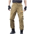 thumbnail image 1 of SAWOBUUN Men's Cargo Joggers Pants Drawstring Waist Work Trousers Slim Fit Outdoor Hiking Sweatpants with Multi Pockets, 1 of 8