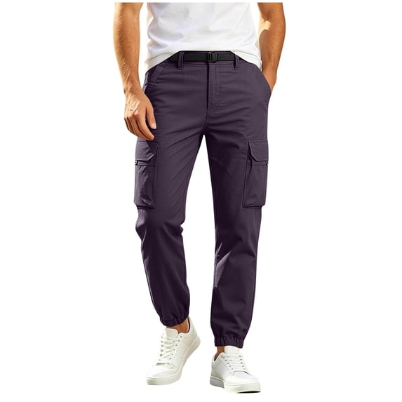 SAWOBUUN Men's Cargo Joggers Pants Water Resistant Stretch Casual Work Trousers Slim Fit Hiking Sweatpants
