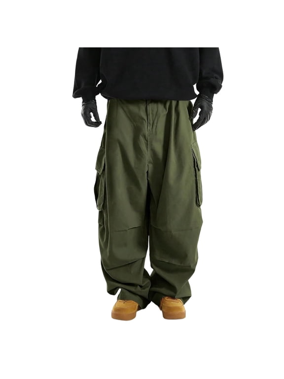 Men's Cargo Pants Baggy Parachute Trousers Loose Fit Streetwear Hip Hop Harem Pants for Daily Wear