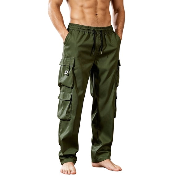 SAWOBUUN Men's Cargo Pants Straight Leg Casual Work Trousers with Multi Pockets Outdoor Hiking Work Sweatpants