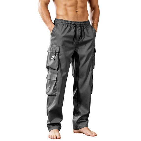 SAWOBUUN Men's Cargo Pants Straight Leg Casual Work Trousers with Multi Pockets Outdoor Hiking Work Sweatpants