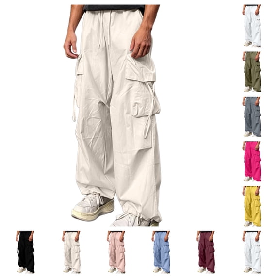 SAWOBUUN Men's Cargo Pants Wide Leg Loose Fit Trousers Casual Baggy Work Pants for Daily Wear Skateboarding