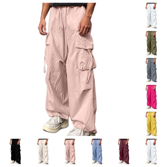 SAWOBUUN Men's Cargo Pants Wide Leg Loose Fit Trousers Casual Baggy Work Pants for Daily Wear Skateboarding