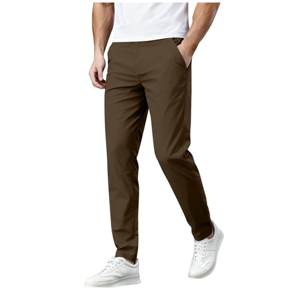 SAWOBUUN Men's Chino Pants Casual Elastic Waist Slim Fit Pants Tapered Slacks with Pockets