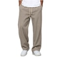 thumbnail image 1 of SAWOBUUN Men's Cotton Pants Relaxed Fit Casual Summer Pants Drawstring Elastic Waist Trousers, 1 of 9