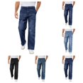 thumbnail image 1 of SAWOBUUN Men's Elastic Waist Denim Jeans Straight Leg Loose Fit Washed Jean Pants Comfort Stretch Casual Denim Pants, 1 of 8