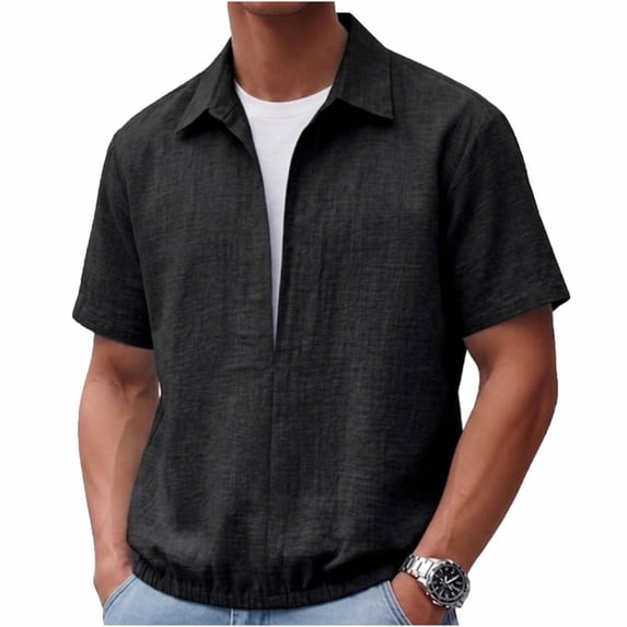 SAWOBUUN Men's Fake Two-Piece Collared Shirt Short Sleeve Pullover Top Lightweight Breathable Casual Summer Tee
