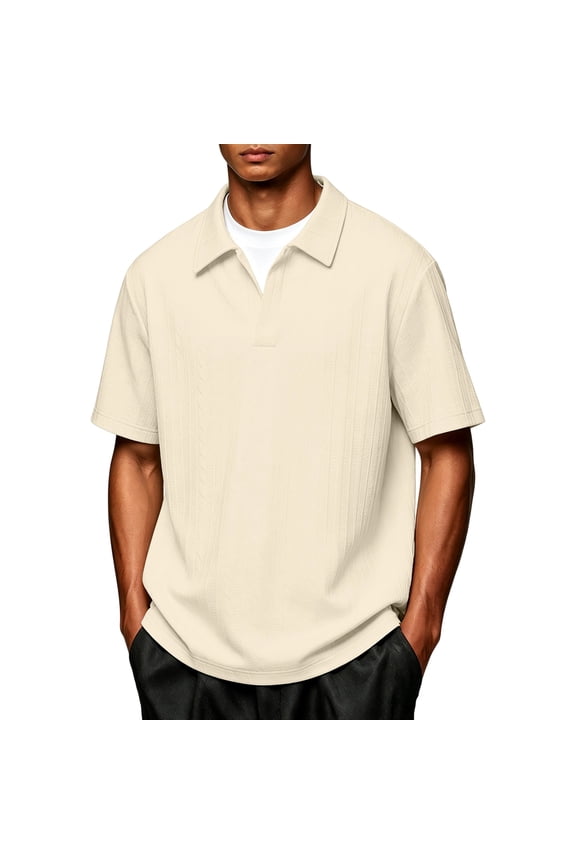 Men's Fake Two-Piece Shirt Short Sleeve Collared Top Textured Ribbing Casual Summer Business Shirt