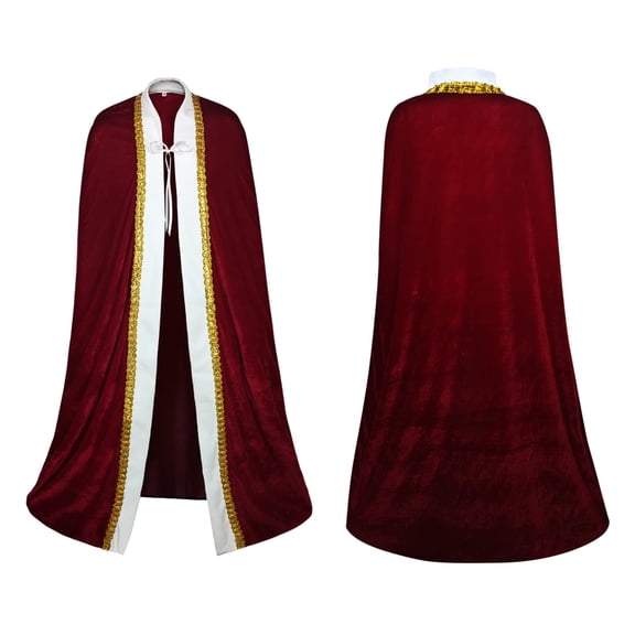 SAWOBUUN Men's Halloween Cape King Royal Prince Robe Medieval Full Length Cloak