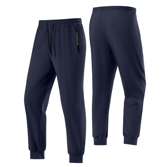 SAWOBUUN Men's Ice Silk Joggers Lightweight Athletic Pants Elastic Waist Drawstring Summer Workout Trousers with Zipper Pockets