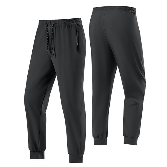 SAWOBUUN Men's Ice Silk Joggers Lightweight Athletic Pants Elastic Waist Drawstring Summer Workout Trousers with Zipper Pockets
