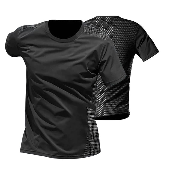 SAWOBUUN Men's Lightweight Ice Silk Cooling Short Sleeve Top Quick Dry Crew Neck T-Shirt Solid Color Casual Athletic Tee