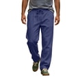 thumbnail image 1 of SAWOBUUN Men's Linen Pants Breathable Straight Leg Drawstring Trousers Elastic Waist Casual Beach Pants with Pockets, 1 of 8