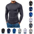 thumbnail image 1 of SAWOBUUN Men's Long Sleeve Compression Shirt Moisture Wicking Stretchy Athletic Workout Shirts Slim Fit Muscle Base Layer Gym Running Undershirt, 1 of 8