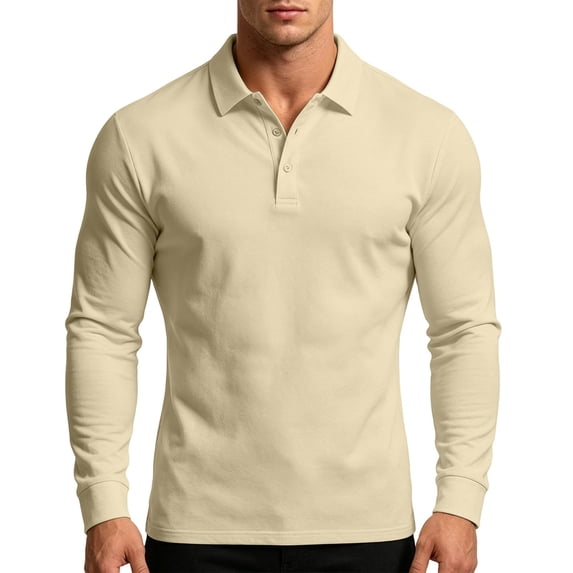 SAWOBUUN Men's Long Sleeve Shirt Slim Fit Classic Button Collar Top Solid Color Stretch Business Office Casual Pullover