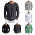thumbnail image 1 of SAWOBUUN Men's Long Sleeve Shirts Quick Dry Crew Neck Breathable Mesh Moisture Wicking Soft Casual Basic Tee Shirts, 1 of 9
