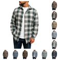 thumbnail image 1 of SAWOBUUN Men's Plaid Flannel Shirt Long Sleeve Button Down Casual Soft Brushed Checkered Shacket, 1 of 8