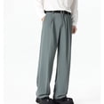 thumbnail image 1 of SAWOBUUN Men's Pleated Wide Leg Dress Pants Straight Leg Loose Fit Trousers Formal Business Casual Slacks, 1 of 7