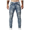 thumbnail image 1 of SAWOBUUN Men's Ripped Skinny Jeans Ribbed Knee Patches Denim Pants Slim Fit Stretchy Trousers, 1 of 7