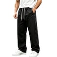 thumbnail image 1 of SAWOBUUN Men's Summer Casual Pants Relaxed Loose Fit Straight Leg Trousers Drawstring Waist, 1 of 8
